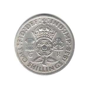 1938 Great Britain U.K. England Florin (2 Shillings) Coin KM#855   50% 