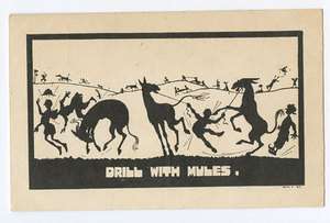 Military Comic WWI ww1 war SILHOUETTE Soldier Camp 1910s postcard lot 