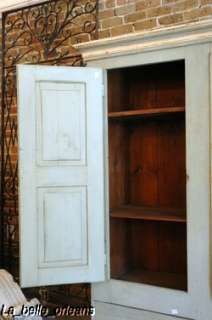 CHARMING PAINTED AMERICAN PRIMITIVE TWO DOOR ARMOIRE.  