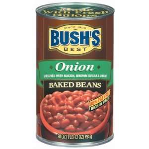 Bushs Best Onion Baked Beans 28 oz (Pack of 12)  Grocery 
