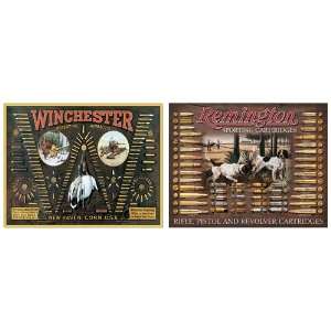 Bullet Board Tin Metal Sign Bundle   2 retro signs: Winchester Bullet 