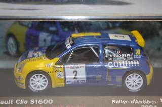 Renault Clio S1600 WRC #2, Antibes IXO Altaya 1/43 NEW!  
