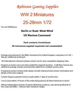 WW2 MINIATURES US MARINES COMMAND FIGURES 28mm 1/60  