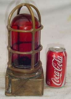 Cast Brass Original Nautical Ship Light With Red Glass Globe Re wired 