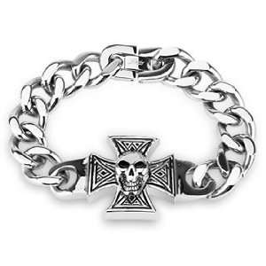  316L Steel Cast Bracelet Celtic Cross With Skull: West 