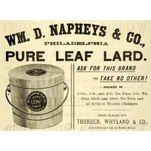   Ad William Naphey Leaf Lard Cooking Thurber Pail   Original Print Ad