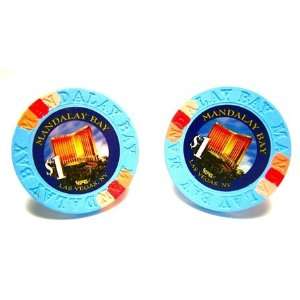  Real Mandalay Bay Hotel Vegas Casino Poker Chip Cufflinks 
