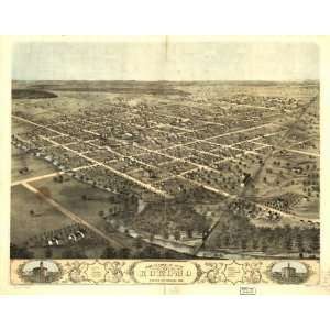  1868 birds eye map of city of Kokomo, Indiana
