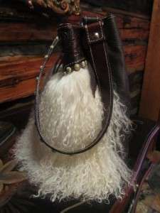   ~Western Hand Tooled Leather~Silver~ Wooly Bucket Handbag  