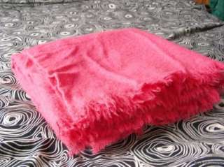   Pink Mohair Wool Blanket or Throw 64x64 ~ Fabric Cutter Crafts  