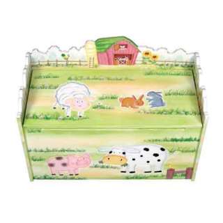 New Wooden Kids Farm House Hand Painted Storage Toy Box  