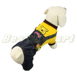 Yellow Overall jumpsuit Jeans Dog Pet Clothes Dog Clothes USA  