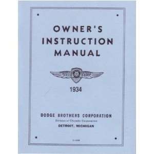  1934 DODGE Car Full Line Owners Manual User Guide 
