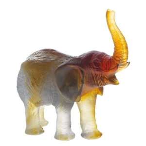  Daum Glass   Animal Sculptures   Small Amber Elephant 