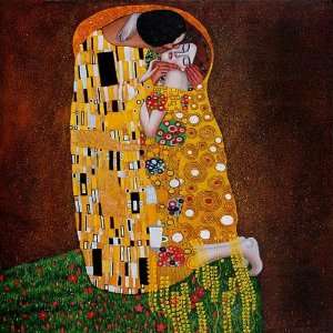 Art Reproduction Oil Painting   Klimt Paintings: The Kiss (Full View 