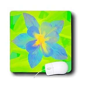   blue green gold cartoon flower abstract   Mouse Pads Electronics