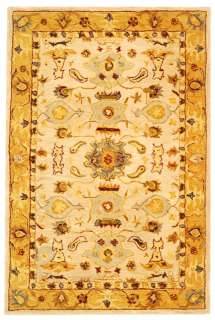 Hand tufted Tribal Ivory/ Gold Wool Carpet Area Rug 4 x 6  