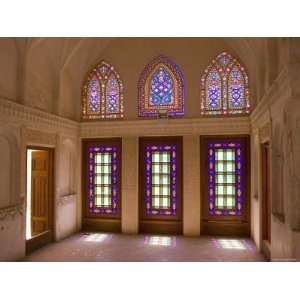  Glass Windows of Traditional House, Kashan, Isfahan Province, Iran 
