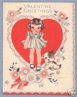 Vintage Valentine 1930s/40s GIRL WITH DOG French Fold  