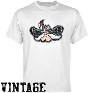  UNLV Rebels White Distressed Logo Vintage T shirt: Sports 