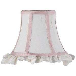  Set of Three White and Pink Silk Shades 3x5x4.25 (Clip On 
