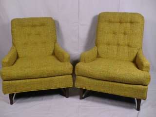 Mid Century Modern His & Her Upholstered Chairs (4327)r.  