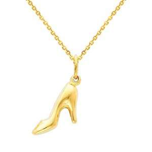 14K Yellow Gold Womans High Heel Stiletto Charm Pendant with Yellow 