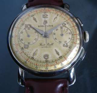 OLD AND OVERSIZED 38MM BREITLING FOOTBALL CHRONOGRAPH SWISS WATCH FROM 