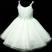 White Wedding Pagaent Party Flower Girls Dress SZ 3 4Y