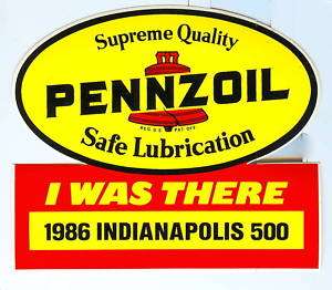 Vintage Pennzoil Oil 1986 Indy 500 Race Sticker NOS  