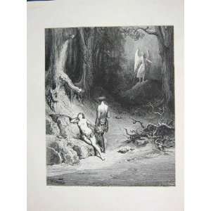   1881 Gustave Dore Paradise Lost Adam Eve Winged Angel: Home & Kitchen