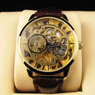 AUTOMATIC MECHANICAL GOLD COLOURED STAINLESS STEEL SKELETON MENS WRIST 