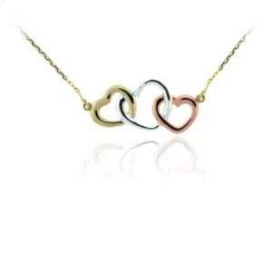 Open Heart Intertwined Tri Color Vermeil (24kt Gold over Silver) and 