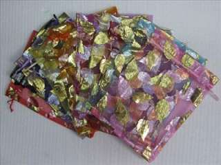 100 Assorted Leaf Organza Jewelry Gift bags 3.5X5 XF  