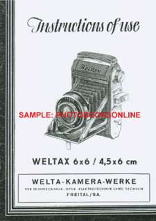 Welta Weltax 6x6/4.5x6 cm Instruction Manual  