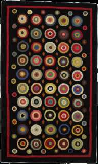 Wool Penny Rug Runner Contemporary 2.5x9 Coin Black New  