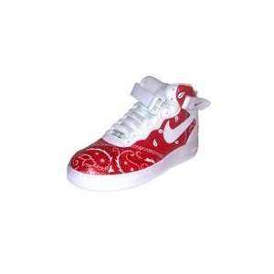   Custom Painted Whole Bandana Nike Air Force One Mid Top (White/Red