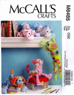   Pattern M6485 Stuffed Animals hippo cat dog horse frog 6485 sewing
