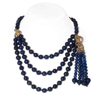    layer Round Navy Blue Lapis Bead Necklace (10mm) [Jewelry] Jewelry