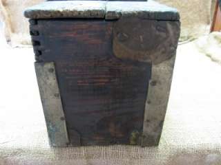  Handforged Iron & Wood Tabacco Box  Antique Old Basket RARE 6957