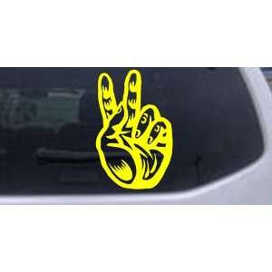 Peace Hand Sign Car Window Wall Laptop Decal Sticker    Yellow 6in X 4 