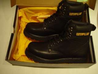 New Leather Caterpillar Work Boots Shoe Cat Footwear Men Black Second 