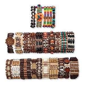 Wholesale Lot 12* Boho Wood Bracelets Great Jewelry .  