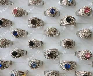 wholesale jewelry lots 5pcs Mens rhinestone silver plated Rings free 
