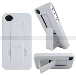 White Freely Holder Stand Stander Hard Skin Case Cover For iPhone 4G 