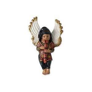  NOVICA Ceramic figurine, Angel with Flute