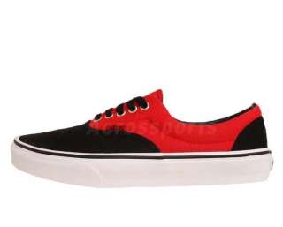 Vans Era 2 Tone Black Red Canvas Classic Unisex Skate Boarding Shoes 