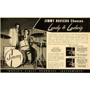 1953 Ad Leedy Ludwig Drums Jimmy Naviera Xavier Cugat   Original Print 