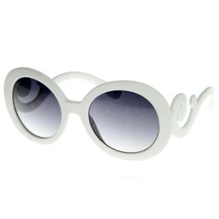   Inspired Round High Fashion Sunglasses w/ Baroque Swirl Arms 8410 NEW