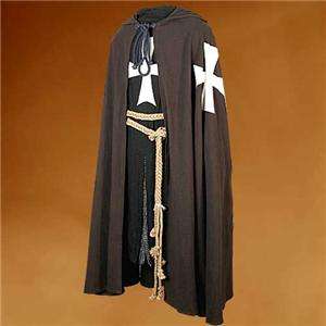 MEDIEVAL Knight MIDDLE Ages HOSPITALLER CAPE Dark BROWN  